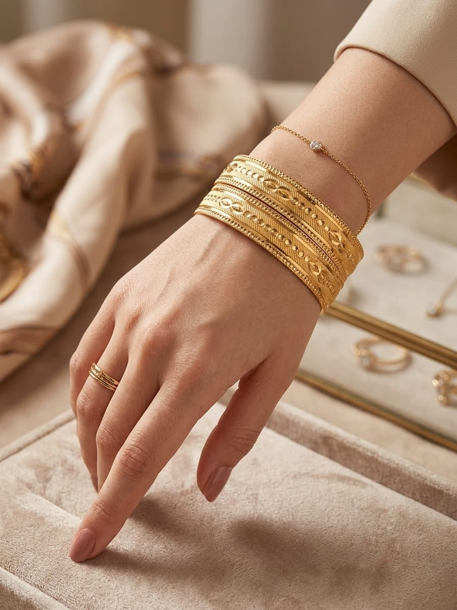 Royal Mughal Filigree Gold Plated Bangles for Women – Set of 2 Large