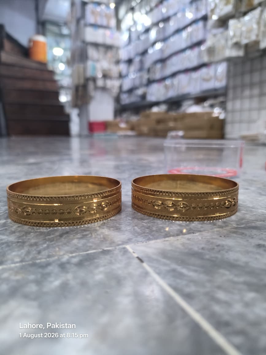 Royal Mughal Filigree Gold Plated Bangles for Women – Set of 2 Large