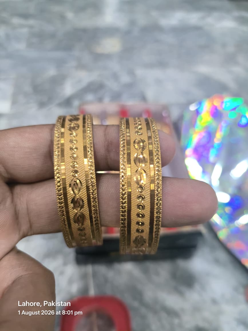 Royal Mughal Filigree Gold Plated Bangles for Women – Set of 2 Large